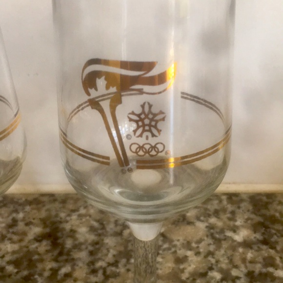 Set of 3 22k Gold Rim/Print 1988 Canada Olympic Torch Champaign Flutes 8” High - Picture 5 of 8